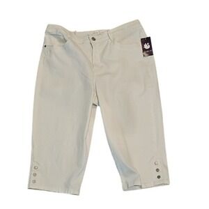 Gloria Vanderbilt Women's White Skimmer Capri Pants 14 NWT